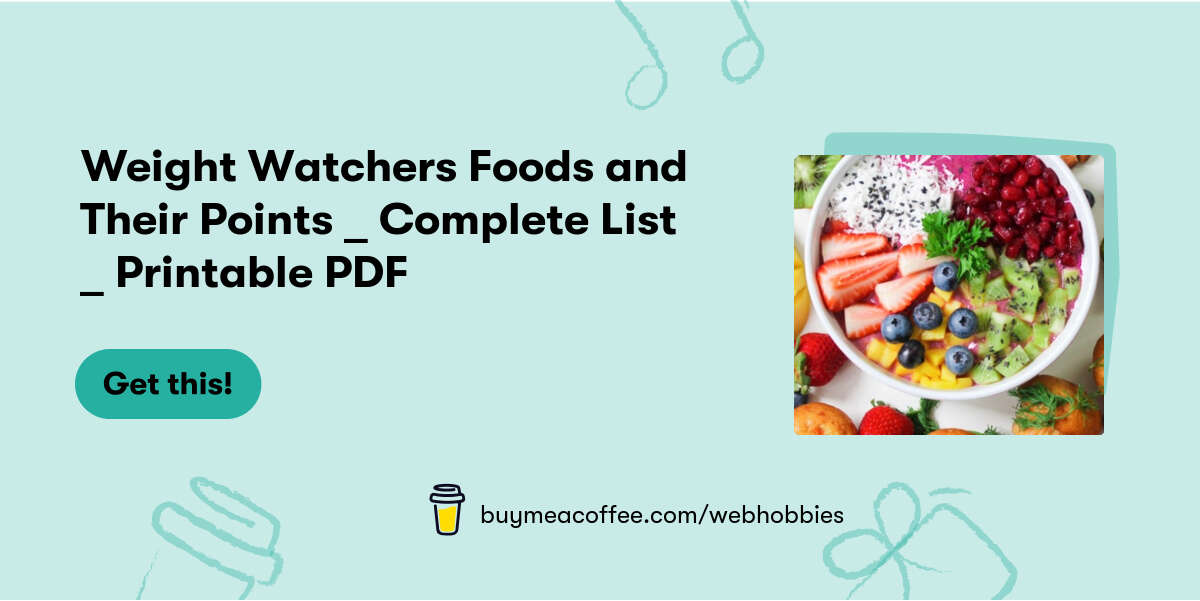 Weight Watchers Foods and Their Points _ Complete List _ Printable PDF