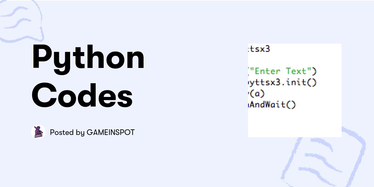 Python Codes — GAMEINSPOT